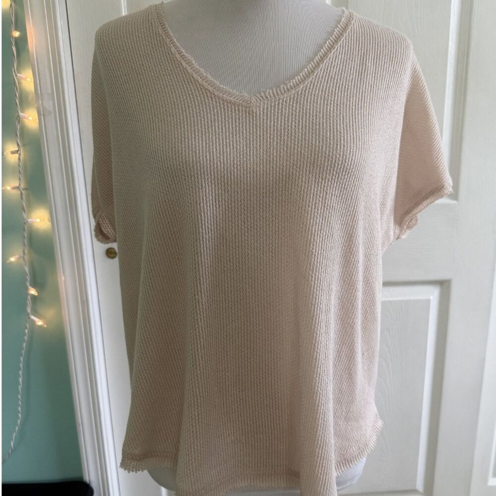 Urban Outfitters Out From Under Light Beige Waffle Knit Sweater T-shirt Small